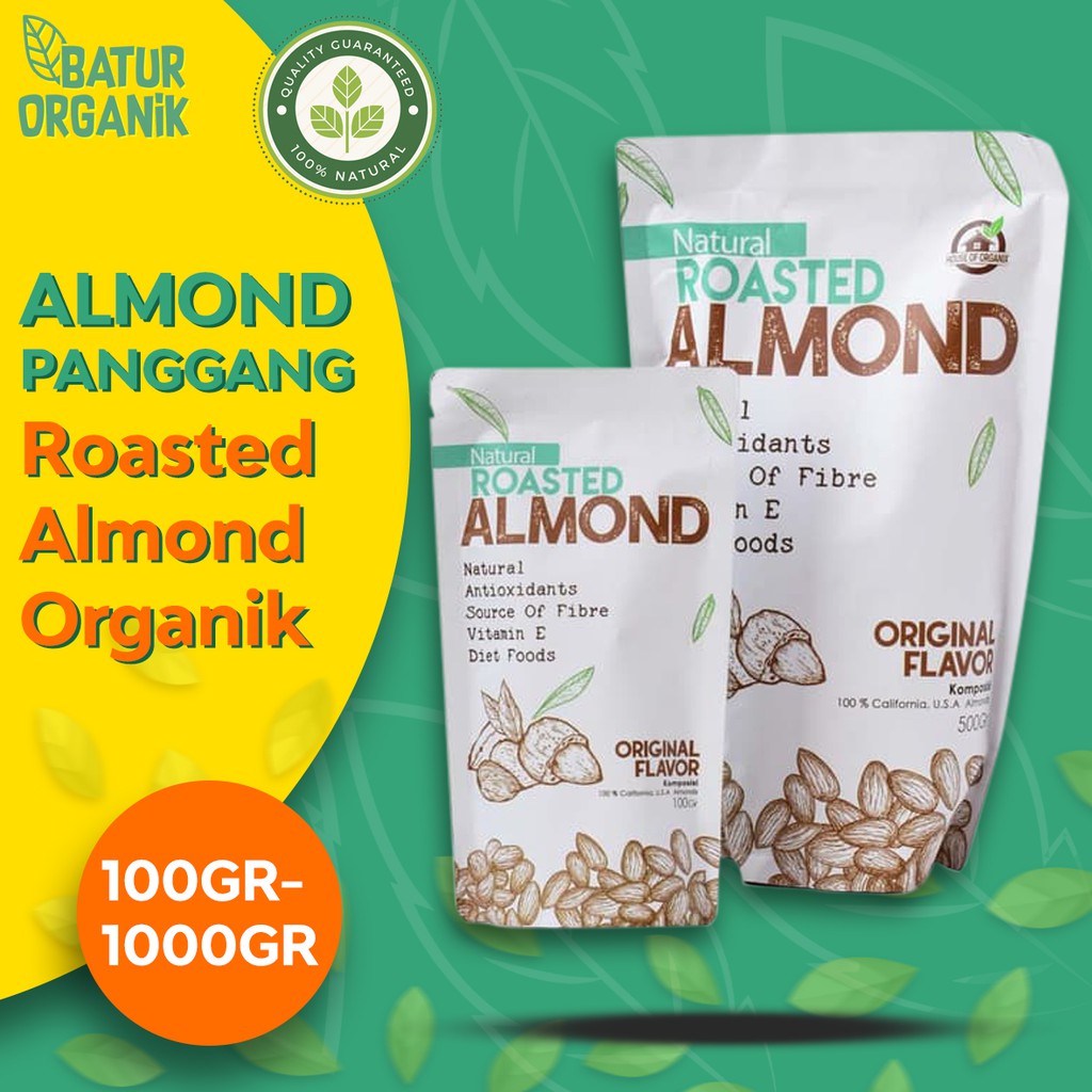 

KACANG ALMOND PANGGANG 1 KG ORGANIK 100Gr - 250Gr - 500Gr - 1000Gr