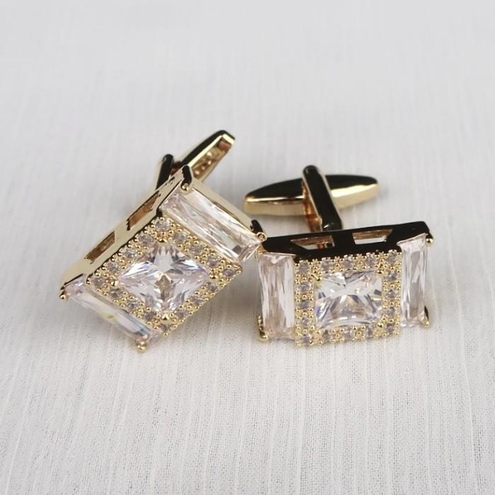 Cufflink Cufflink Swarovski Gold Silver Kristal Unik Pria Thobe Kabak Laki