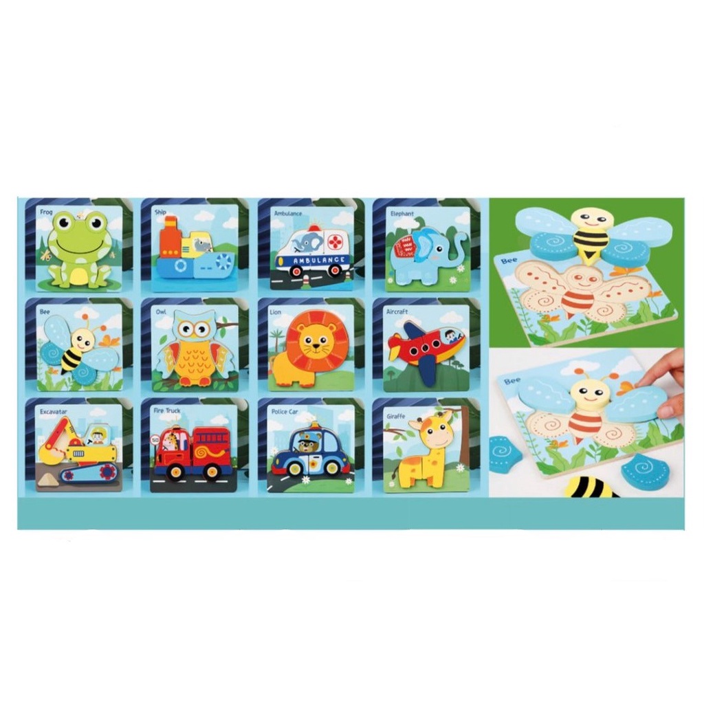 Mainan Edukasi Anak 3D JIGSAW PUZZLE Mainan Puzzle Kayu Anak Belajar