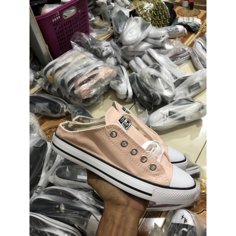 TERBARU!!!BISA COD SEPATU SNEAKER PEACH BUSTONG WANITA TANPA TUTUP BELAKANG  SEPATU KEKINIAN SEPATU REAL PICT SEPATU CONVERSE ALLSTAR HIGT QUALITY FREE BOX