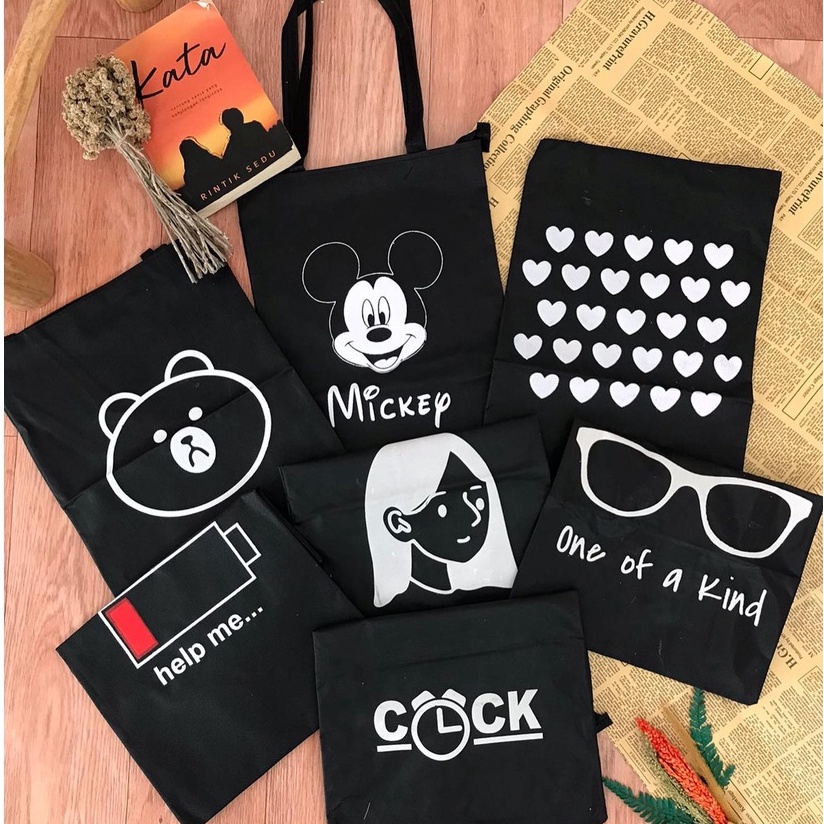 TAS TOTE BAG Bahu Selempang Jinjing Slempang RESLETING Wanita Perempuan Pria Cowok Cewek Putri Honey