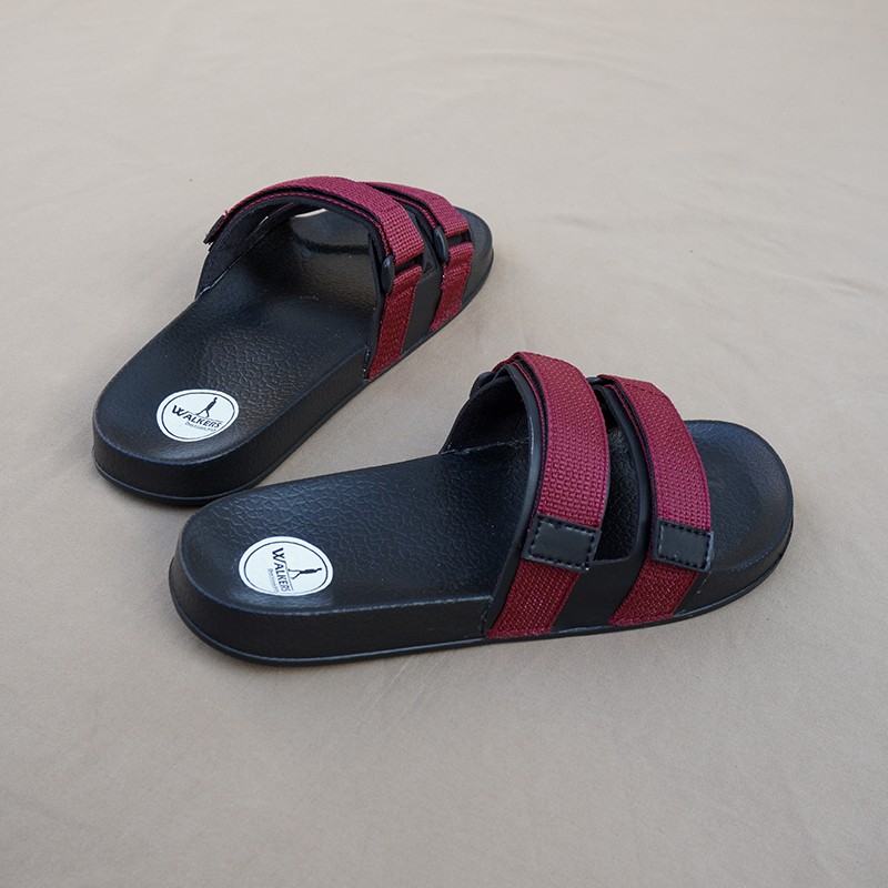 READY!! Sandal Slide Pria Walkers Weber Maroon / Sendal Slop Santai Cowok Casual Kekinian Flipflop