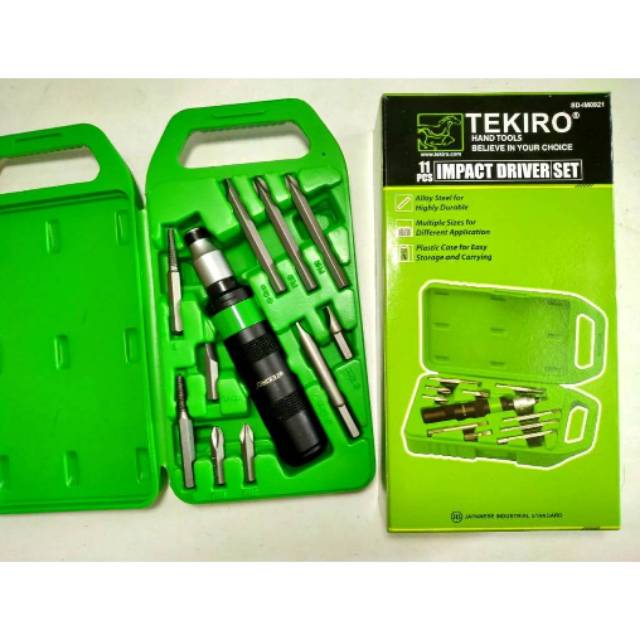 Obeng Ketok Set isi 11pcs Tekiro / Impact Driver Set/Obeng Ketok Tekiro Set Getok Impact Driver Screwdriver 11Pcs