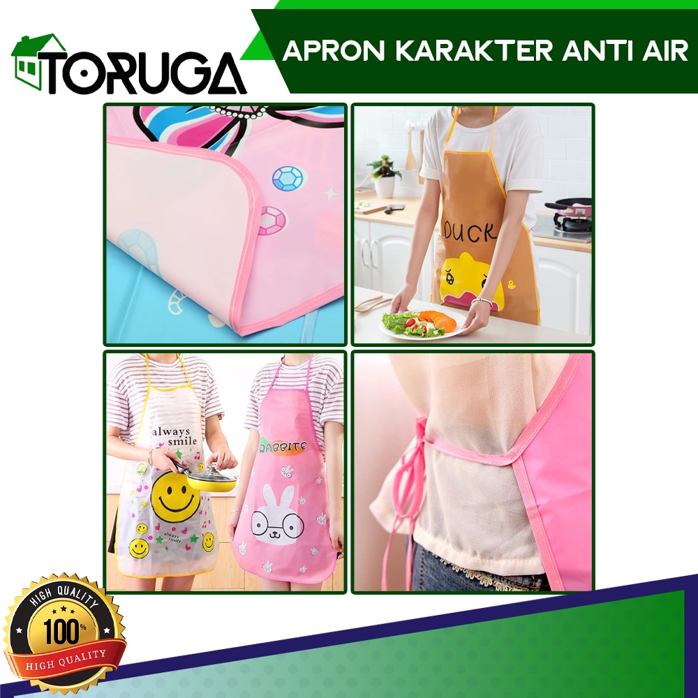 Apron Celemek Dapur Masak Anti Air Waterproof Karakter Kartun Lucu