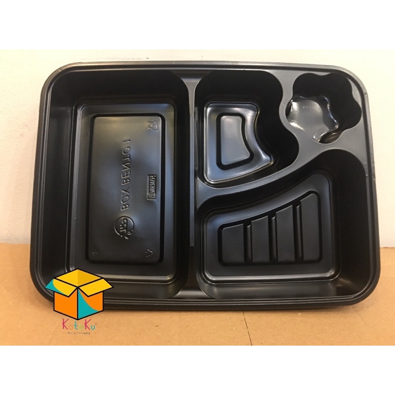 Mika bento sekat 4 hitam isi 25pcs