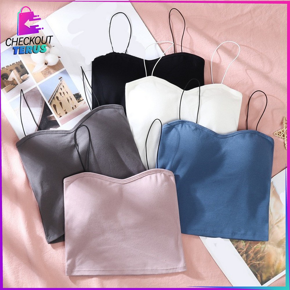 CT P108 Tanktop Bra With Cup Korea Style Atasan Wanita Crop Top Bra Pakaian Dalam Wanita