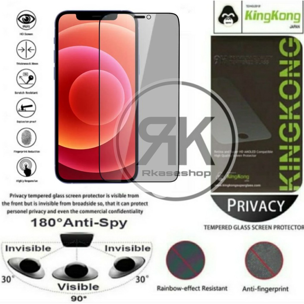 kingkong tempered glass IPHONE x xr xs max 11 12 12 Pro 12 13 MINI 12 13PRO MAX anti spy privacy