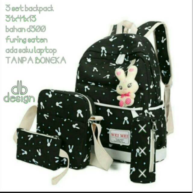 RAJA( COD ) KELINCI/PLAYBOY//Promo Backpack Fashion Motif  4in1