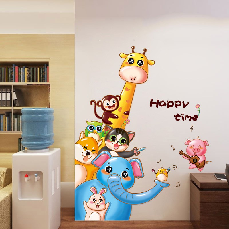 RELIZA Wall Sticker Animal Kid Zoo Happy Time Stiker Dinding LDR9306