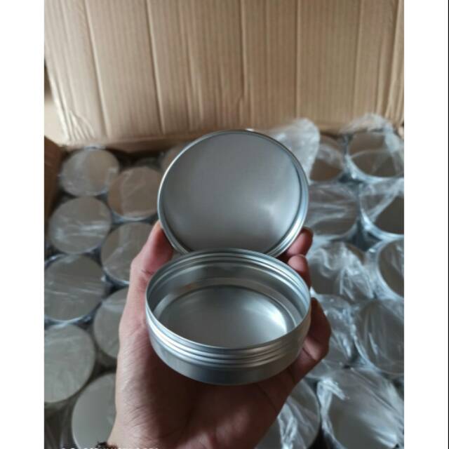 Kaleng Pomade Silver 100 Gram - Kaleng Alumunium Silver 100 Gram ( Isi 50 Pcs )