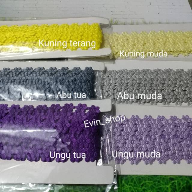 Renda Jasmine/ Melati Saten Kecil /1 cm/ 10 yard= 9 m