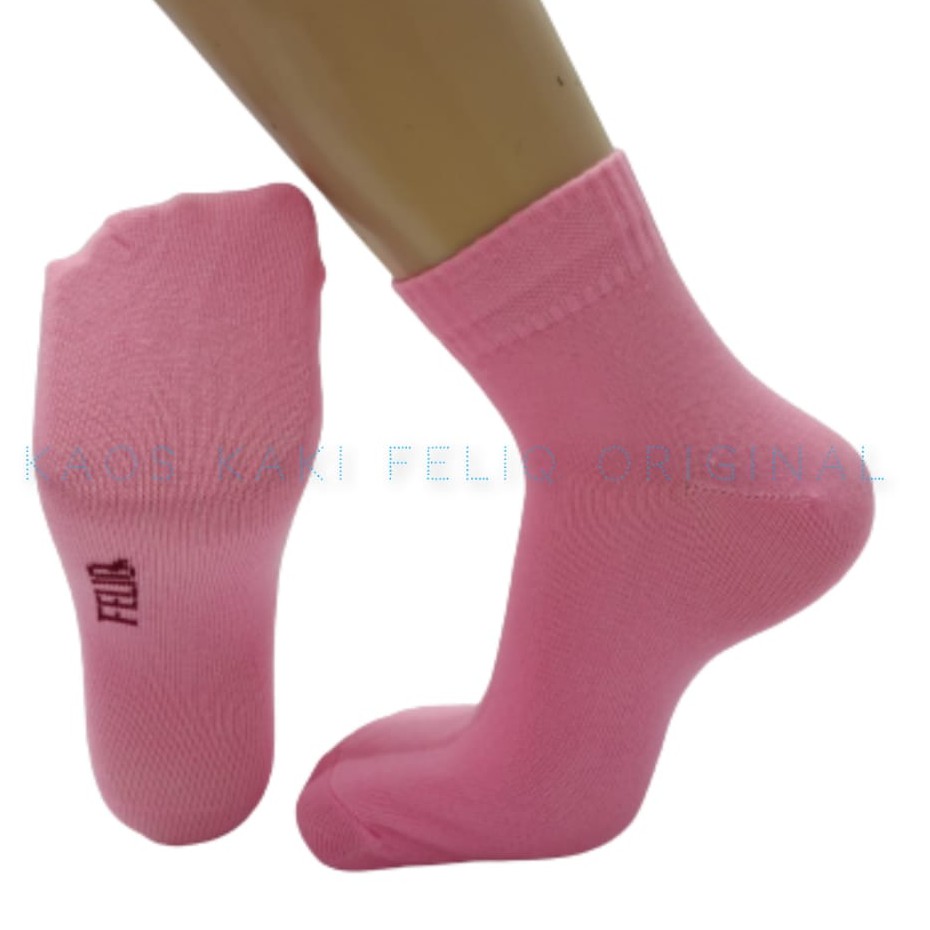 Perpasang Kaos Kaki Tebal Bahan Pe/Kaos Kaki Ankle Sport Feliq-PINK MUDA