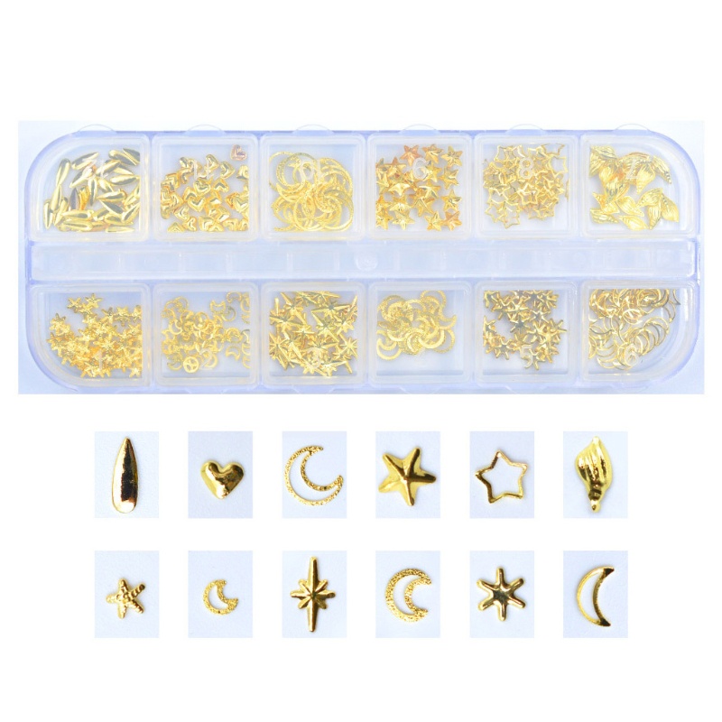 Siy 12 Sekat Hiasan Kuku Diy Bahan Metal Untuk Nail Art