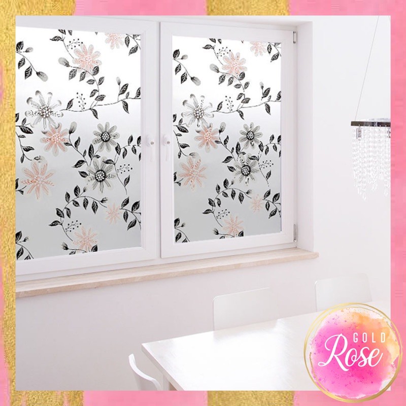 ℛ𝑜𝓈𝑒𝑔𝑜𝓁𝒹 H5050 Stiker Kaca Film Jendela Rumah / Sandblast / Sticker Kaca Motif 90cm x 100cm