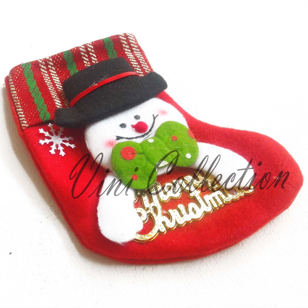 TK KAOS KAKI MINI TULISAN MERRY CHRISTMAS Gantungan pohon natal santa snowman rusa aksesoris dekorasi hadiah