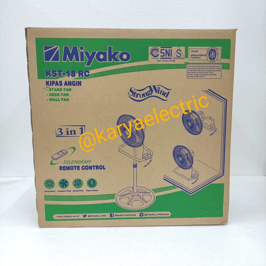 KIPAS ANGIN BESI MIYAKO GARANSI 3IN1 REMOTE KST-18RC / KST-18RC