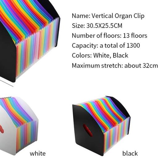 

⅍ 13 sekat File Folder Stand Expanding Dokumen Map Organizer Tempat Meja - Putih ♔