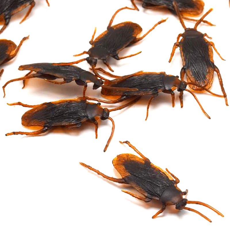 {LUCKID}10Pcs/lot simulation fake rubber cockroach funny toy special lifelike model