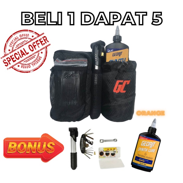 Tas sepeda Botol Ori Premium TSPOrange Plus Toolkit dan GedritSythLube