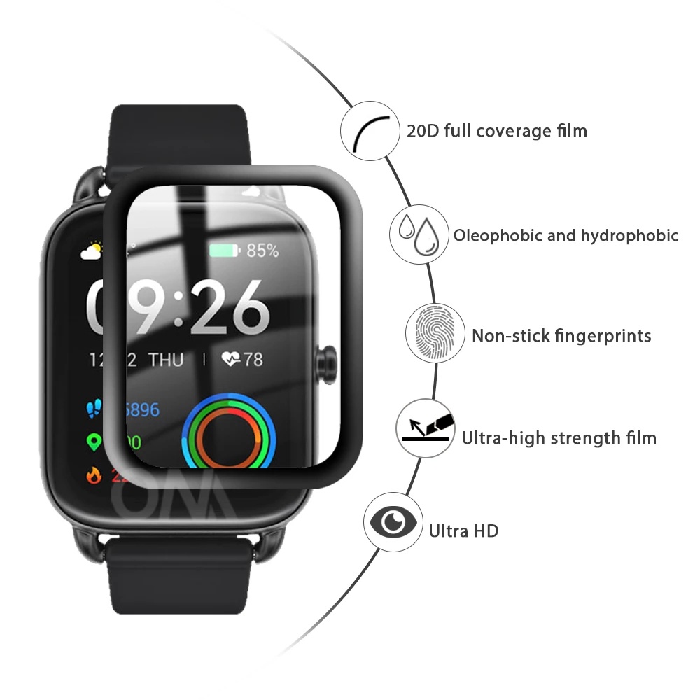 1 / 2 Pcs Pelindung Layar Smartwatch Haylou RS4 / RS4 PLUS 20D Full Cover Anti Sidik Jari