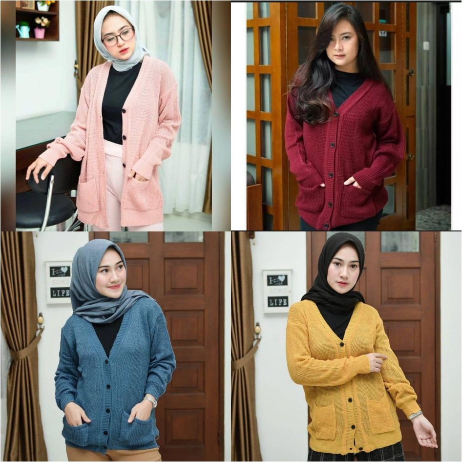 Merisa Cardy Long Pocket / Merisa Cardy / Kardigan Rajut Wanita / CARDIGAN RAJUT WANITA / Long Cardi