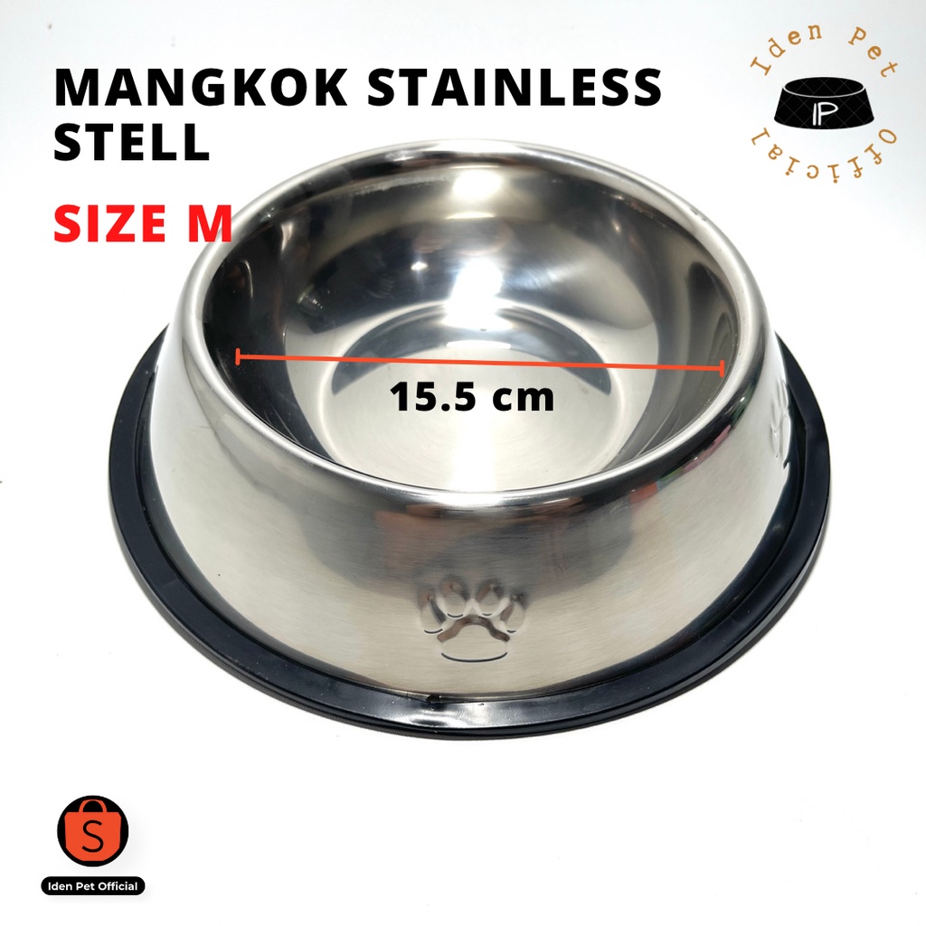 Mangkok Tempat Makan Minum Anjing Kucing Stainless Steel Pet Bowl Wadah Stainles Anti Selip