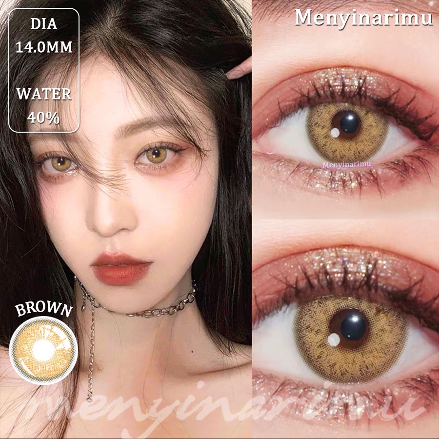 Menyinarimu【COD】GRAY Warna Big Eye Softlens Lensa Mata Penuh Gaya Dan Cantik Softlens Warna Sederhana Dan Canggih Lensa Kontak Soflen14.2 mm 2022 New Dubai Import Premium Brown Seri Warna Softlen Blue