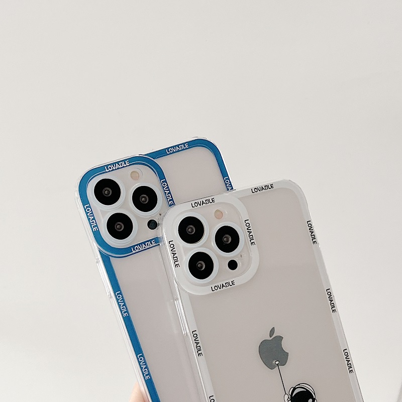 Soft Case Pelindung Lensa Transparan Motif Kartun Astronot Untuk iPhone 11 12 13 Pro Max X XR XSMAX 7 8 Plus