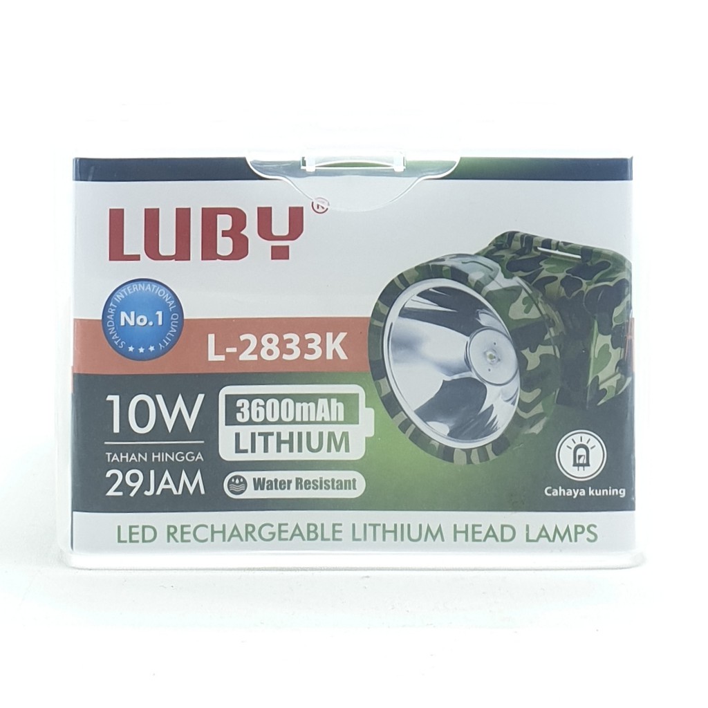 Luby L-2833K 10W JUMBO WW Kuning Senter Kepala Cahaya Kuning Lithium 3600mAh