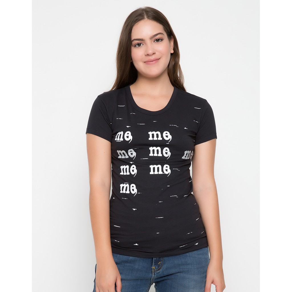 Matahari - T Zone T-Shirt Wording Me - Hitam | Shopee