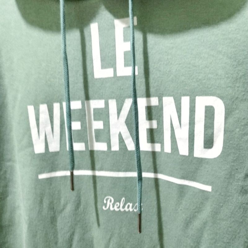 Hoodie Hnm Hijau Le Weekend Relax Green Mint Pria Wanita Free Paper Bag