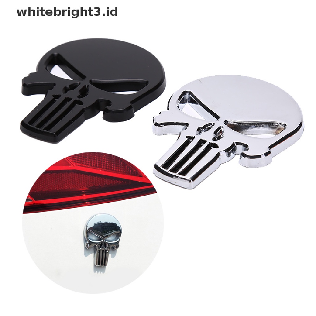 (whitebright3.id) Stiker Emblem Tengkorak 3D Bahan Metal Untuk Dekorasi Mobil