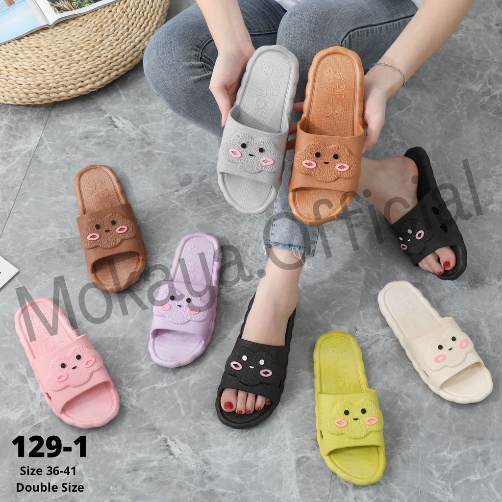 Sandal Slop Rumah Jelly Korea Wanita dan Anak Cewek Motif Cloud Timbul Lucu Cantik Elegant Best Seller Import Mokaya / Size 30-41 (129-1)