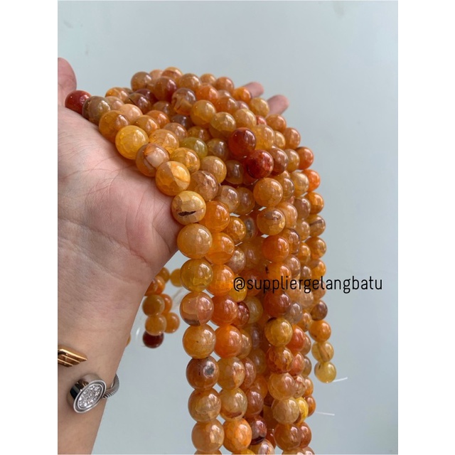 bahan carnelian orange muda serat 14mm oren aksesoris gelang kalung bahan aksesories manik craft kerajinan tangan fashion week citayam batu alam asli