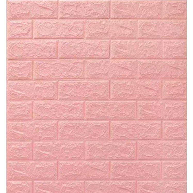 Wallpaper Bata 3D Foam 70x77cm BrickFoam Premium Warna-Pink