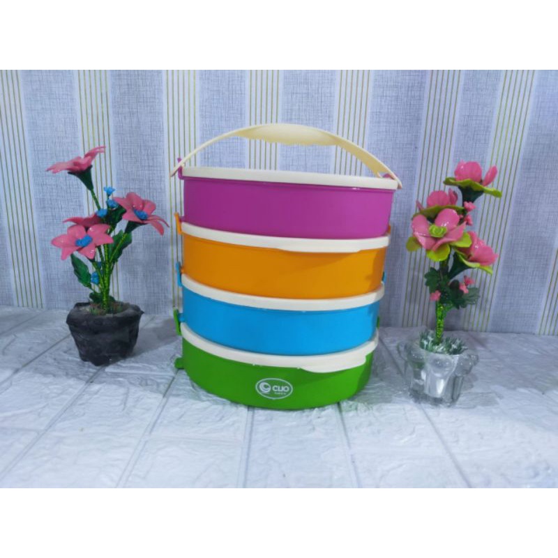 Rantang Bulat CLIO 4 Susun Plastik - Rantang 4Susun - Rantang Plastik - Tempat Makan - Rantang Bulat