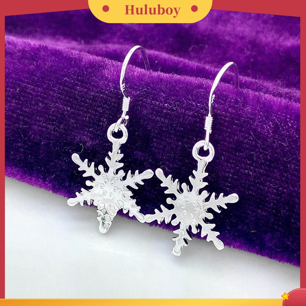 Hu Hu Hu Hu Hu Alat Bantu Pasang Kacamata♡ 1 Pasang Anting Kait Desain Snowflake Bahan 925 Silver Plated Untuk Wanita