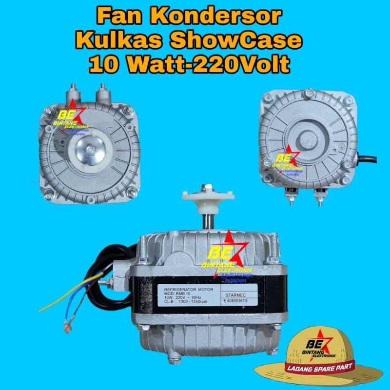 Fan Motor Condensor Kulkas Showcase 10 watt Dinamo Kondensor Show Case 10w 220 Volt