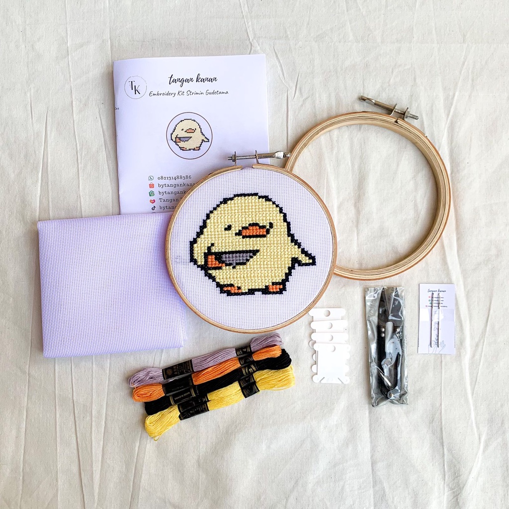 [Hasi Jadi] Embroidery Strimin Gudetama -  Pajangan hiasan rumah sulam tangan Strimin Gudetama