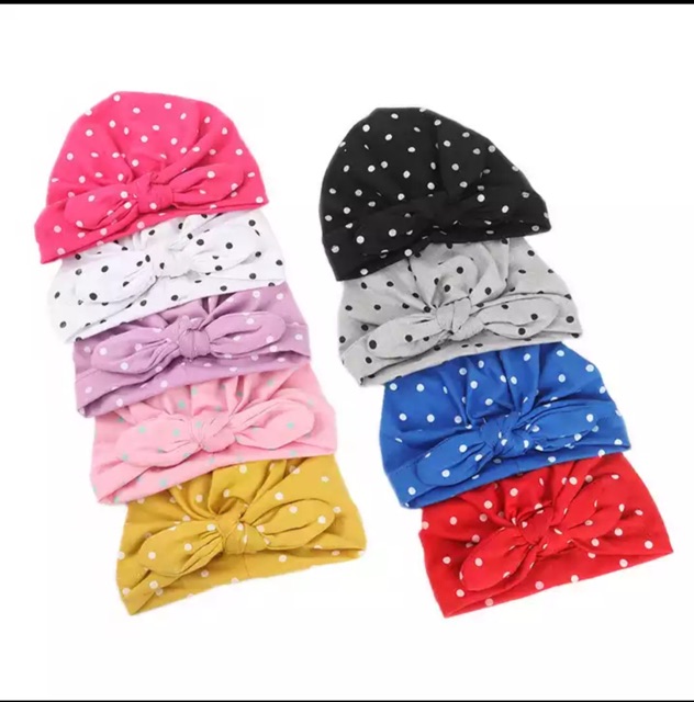 Turban Polkadot (0-3th) Bahan Jersey Lembut Melar