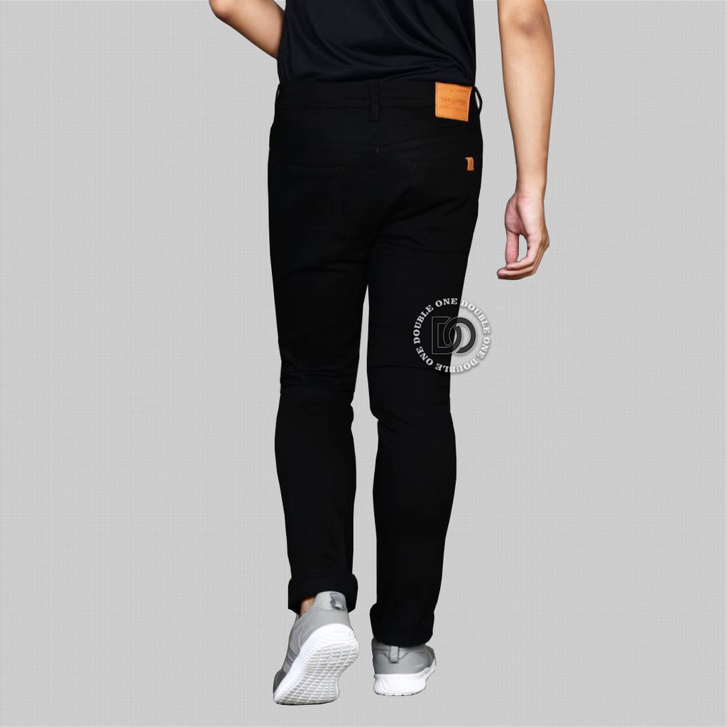 DOUBLE ONE Celana Jeans Panjang Jumbo Pria Slimfit Hitam Big Size S-5XL