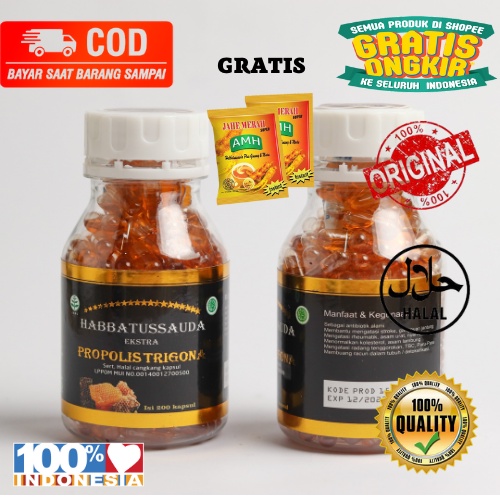 OBAT HERBAL TRIGONA HABBATUSSAUDA ASLI EXTRA PROPOLIS TRIGONA 200 KAPSUL JAMINAN ASLI ORIGINAL | JINTEN HITAM | HABBASYIFA | HABATUSAUDA OIL | HABBATUSSAUDA OIL | HABBATUSSAUDAH