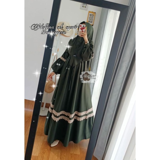 GAMIS NAFFINA SET SYAR'I TERBARU RENDA BESAR GAMIS MUSLIM REMAJA TERLARIS ORIGINAL ATHATA MATT ITYCR