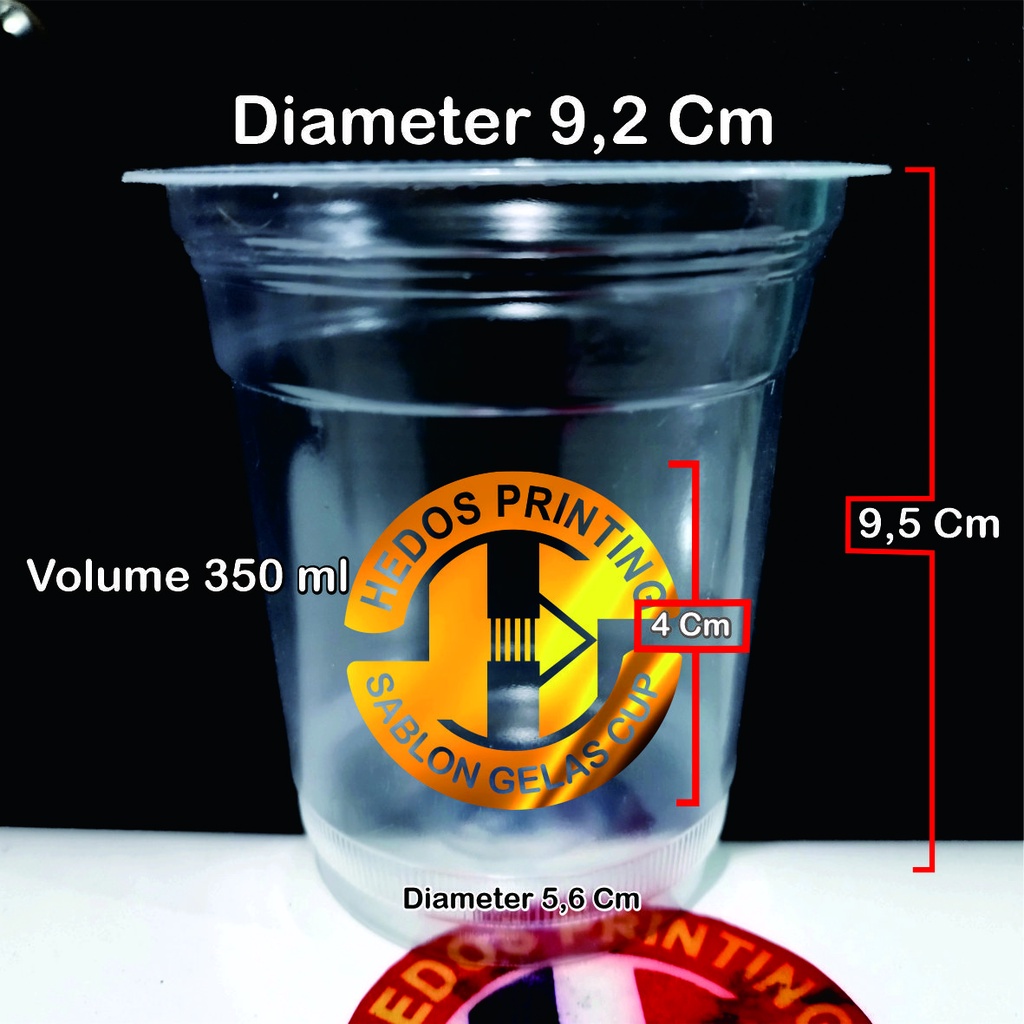 Sablon Gelas Cup Plastik 12oz Merk HOK