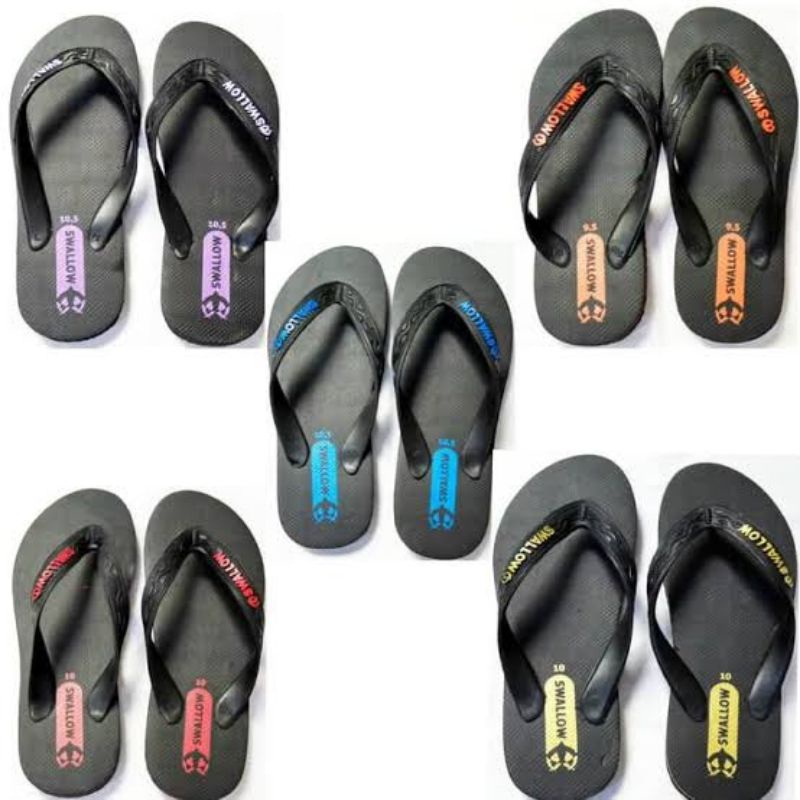 Sendal Jepit Swallow Black - Sendal Swallow Cowok Hitam - Sandal Jepit