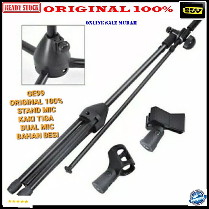 G99 ORIGINAL 100% stand mic besi tiang mik kaki tiga tripod holder standing microphone penyangga universal mikrophone pegangan tempat gantungan karaoke vocal vokalstudio audio sound system profesional pro G99  STAND MIC KAKI TIGA BESI  BISA SEGALA JENIS M