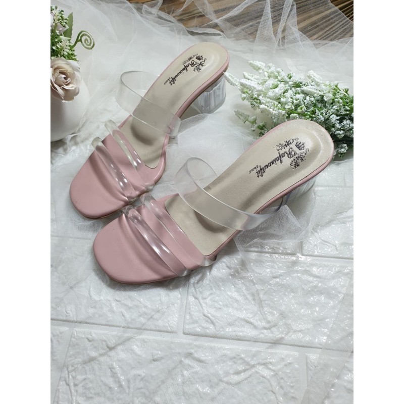 sandal Yasmin dustypink 5cm hak kaca