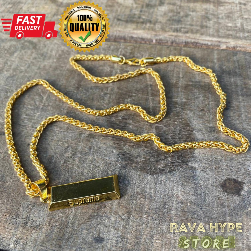 Kalung Supreme Gold / Supreme Necklace Kalung Pria Murah Aksesoris Kalung