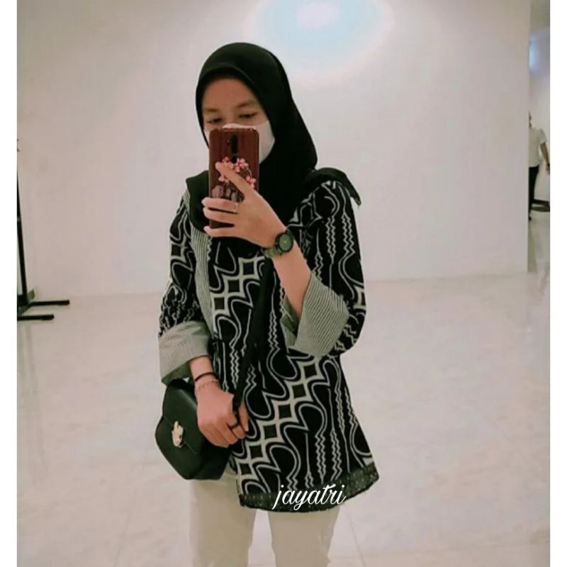Batik wanita ASJ SA HRB026 Kenongo Kemeja Tosca Pendek-1