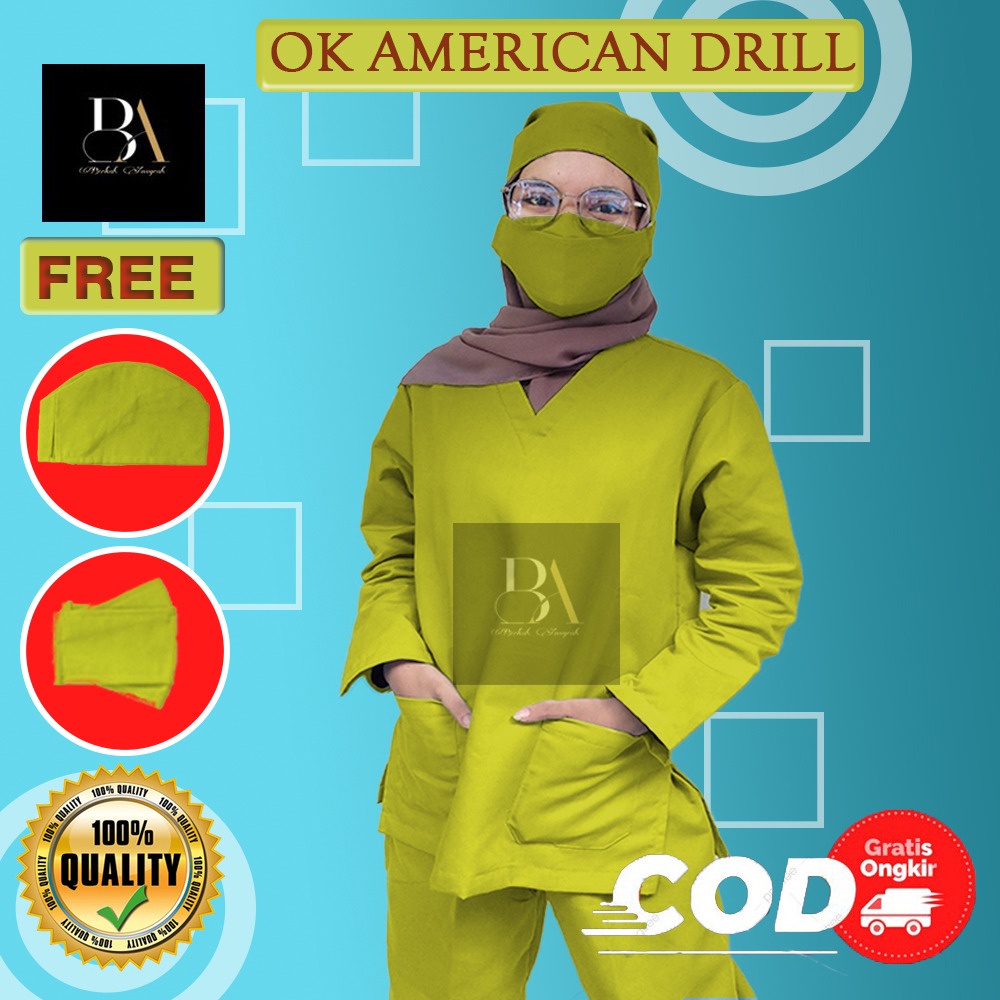 baju ok lengan Panjang/baju jaga petugas medis seragam perawat